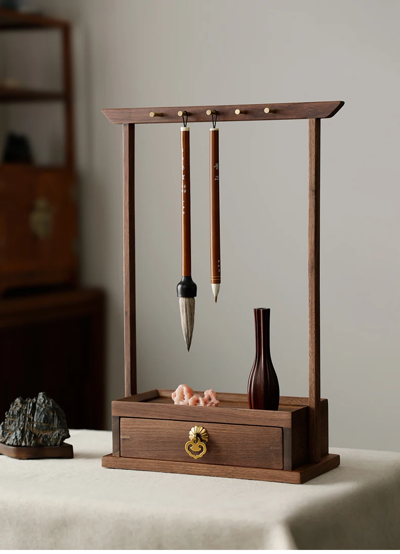 

Drawer pen hanging walnut plus high text box, Wenwan storage box rack