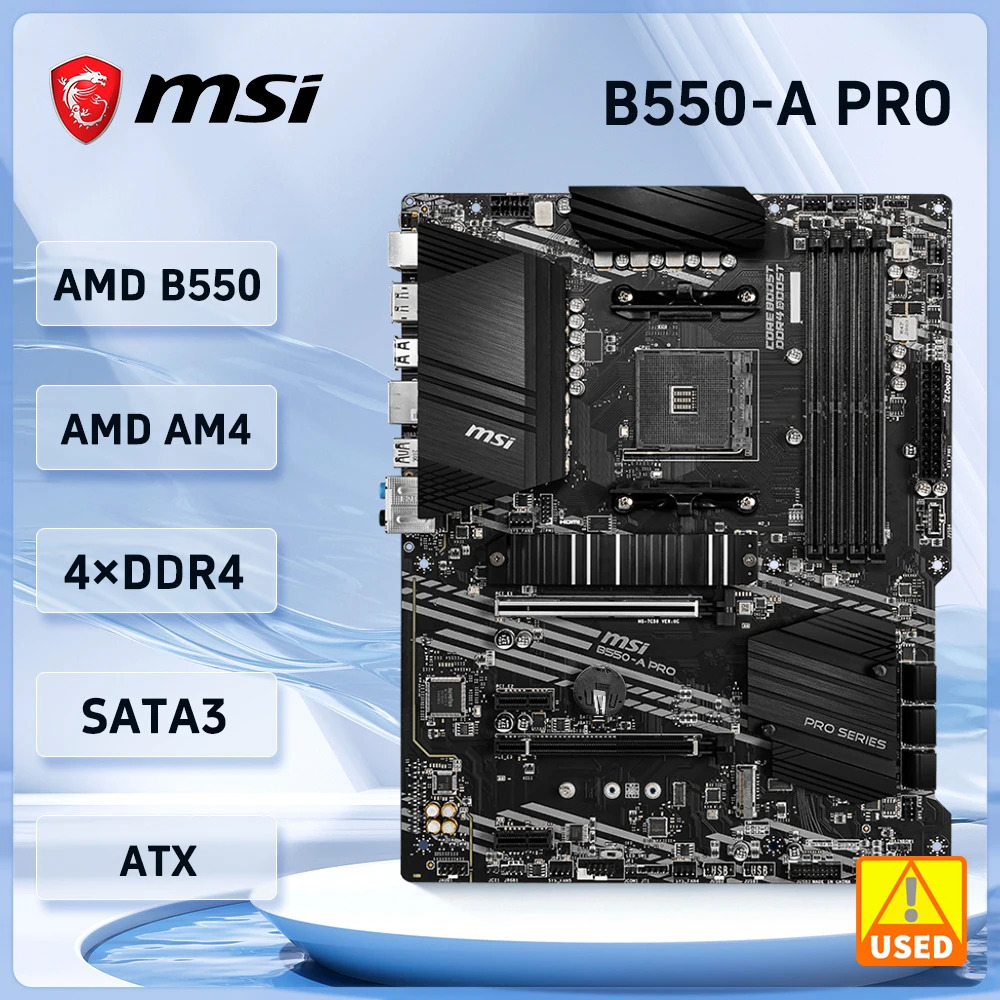 MSI B550 Motherboard B550-A PRO Motherboard Socket AM4 DDR4 128GB M.2 ATX Support Ryzen 5700 Ryzen 5600 5300 4300 4100 3600