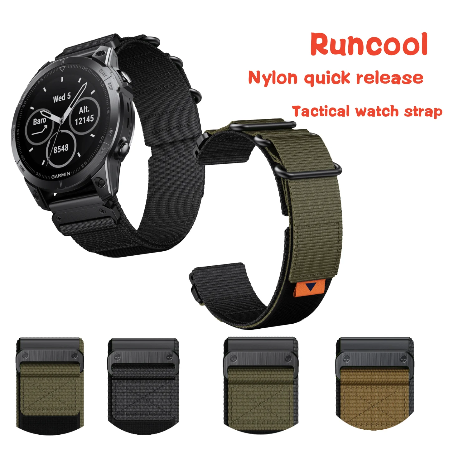 Runcool 22 26mm military nylon wear-resistant strap Garmin fenix7Pro 7XPro 7 7x 6 6x Maximizes wristband