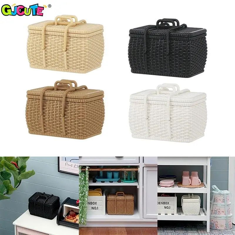 1:12 Dollhouse Miniature Woven Basket Food Storage Picnic Basket Model Home Decor Toy Doll House Accessories