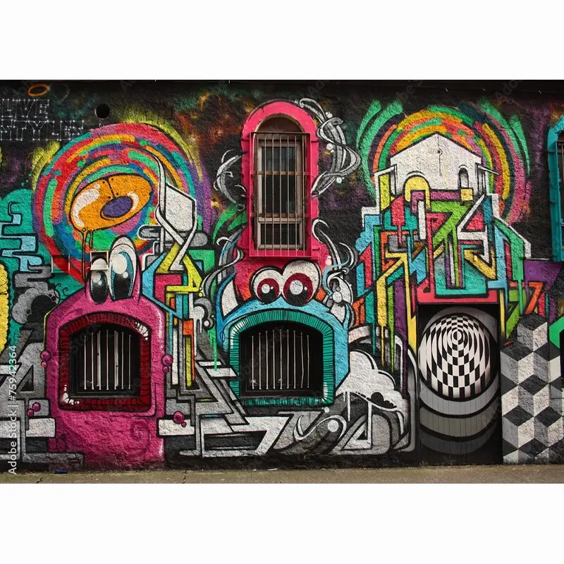 Fondali per foto Vintage Retro Factory Interior Graffiti vecchio muro di mattoni fotografia sfondo puntelli da Studio PJT-04