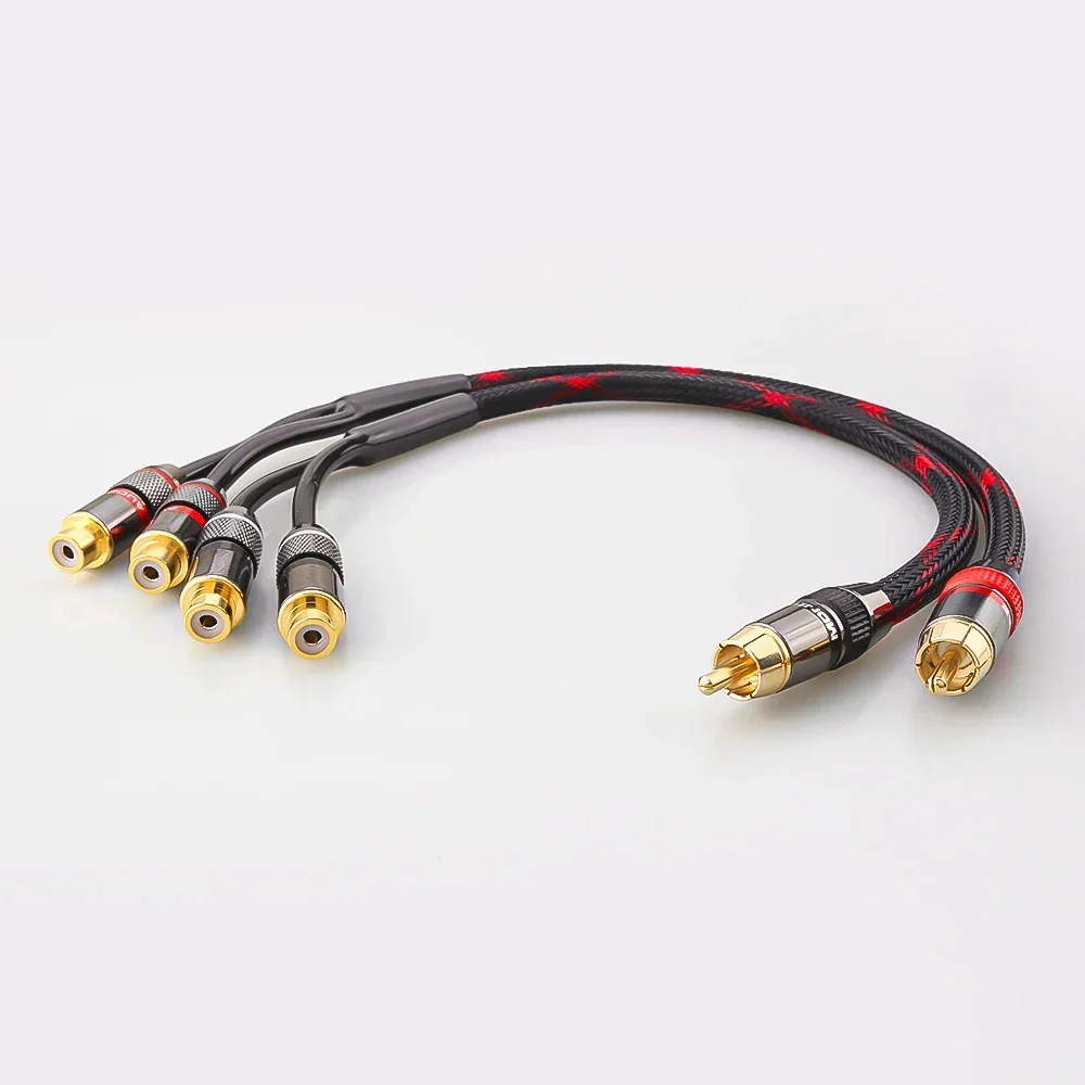 RCA Y Splitter Cable 1 Male to 2 Female Gold Plated OFC Subwoofer Y Adapter for Amplifier DAC Preamp HIFI Audio 20cm 0.5m 1m