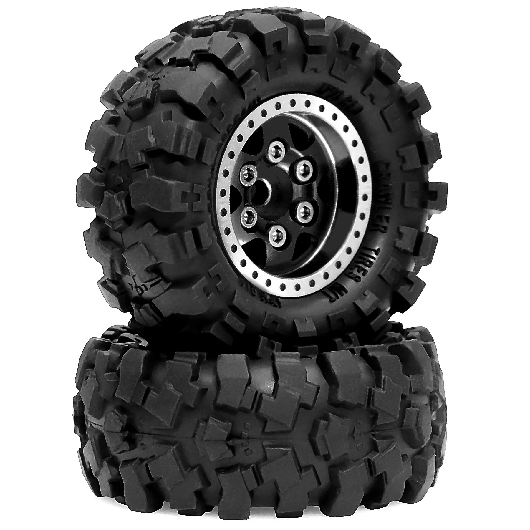 1.0 Beadlock Wielbanden RC Modder Terrein Crawler Banden Set voor 1/24 1/18 Crawler Axiale AX24 SCX24 FMS FCX24 TRX4M