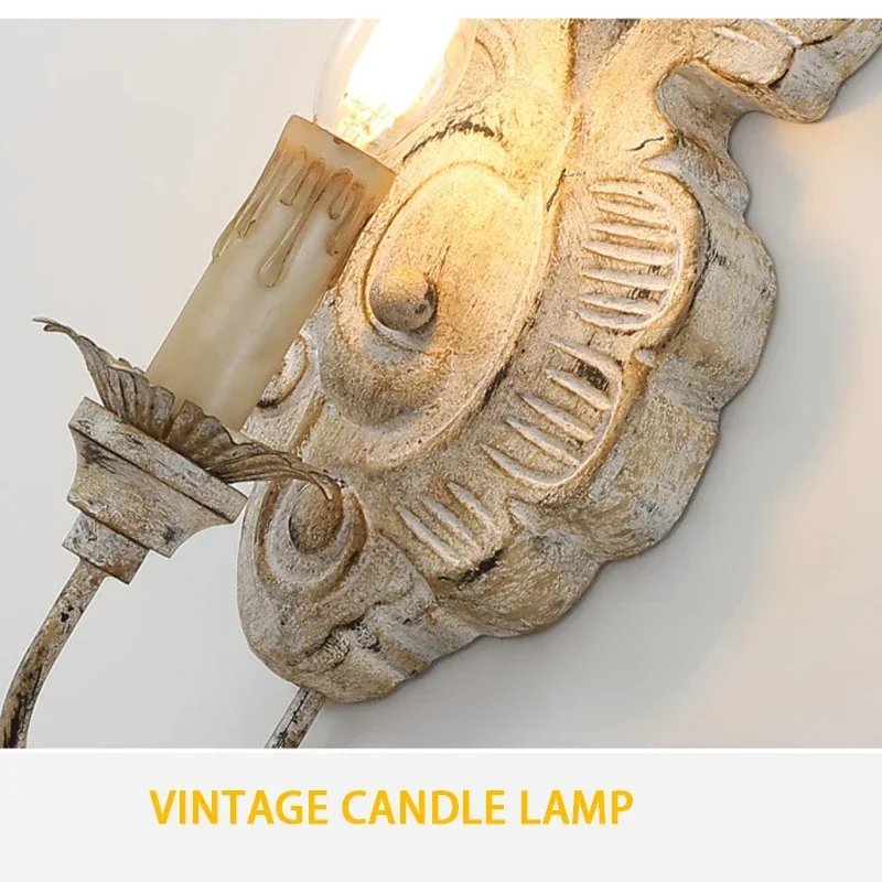 SANDYHAF Rench Countryside Retro Resin Fishtail Wall Lamp Do for Lighting Living Room Dining Room Bedroom Background LED Lights