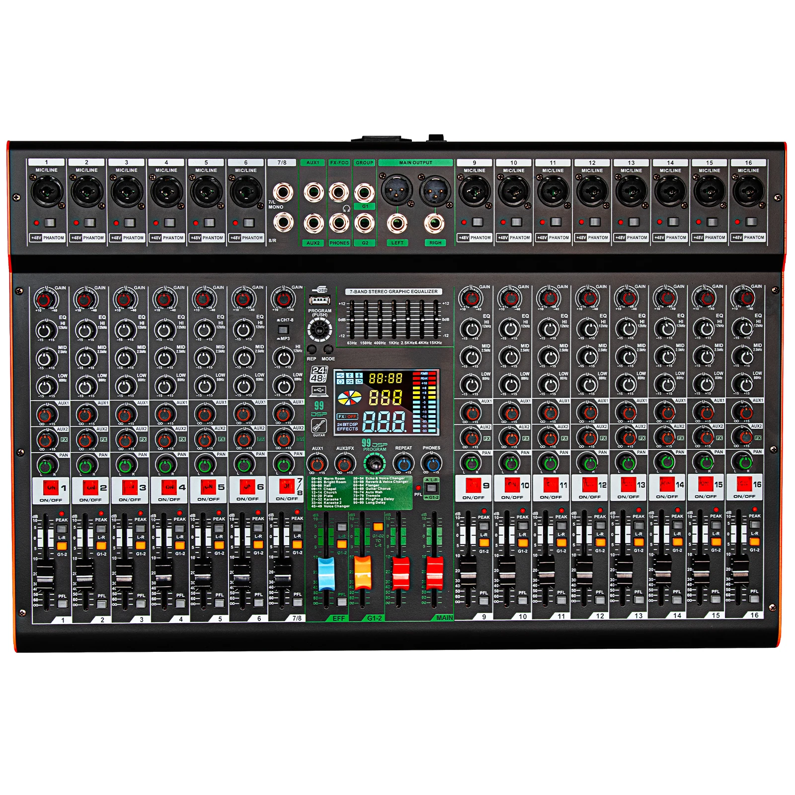 

TC16 Professional 16 Channel Mixing Console Audio Sound Cards Mixers DJ Controller/USB Audio Console Mixer