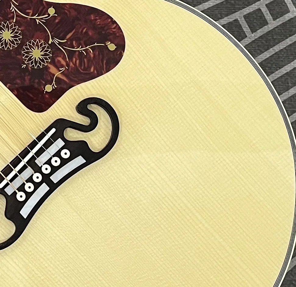 Wooden Guitar, Spruce Wood Board, Rosewood Side Panel, Ebony Fingerboard, Cow Bone String Pillow, Basswood Neck, Fully Enclosed String Knob, Durable Structure, Suitable for Music Enthusiasts