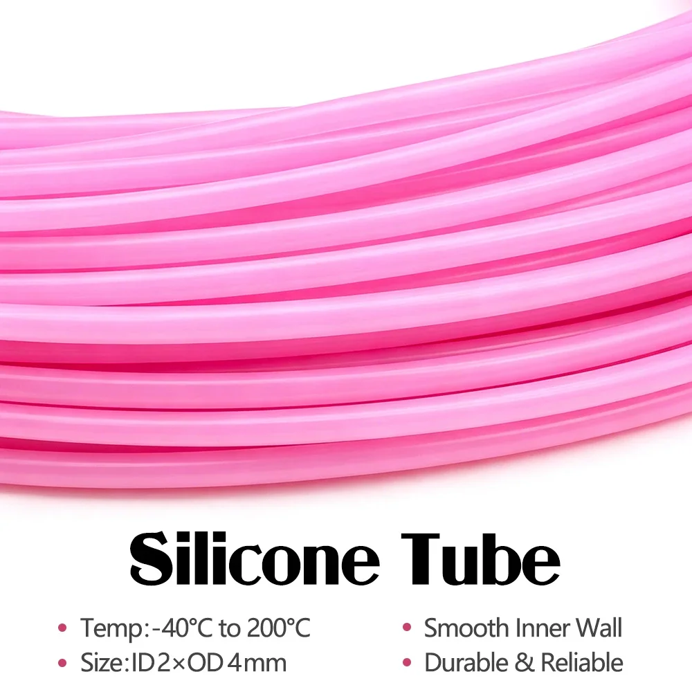 Soft Bendable Food Grade Pink Silicone Tube ID2×OD4mm 1-10M Heat Resistant Pipe for Drink Liquid Transfer Water Plumbing System