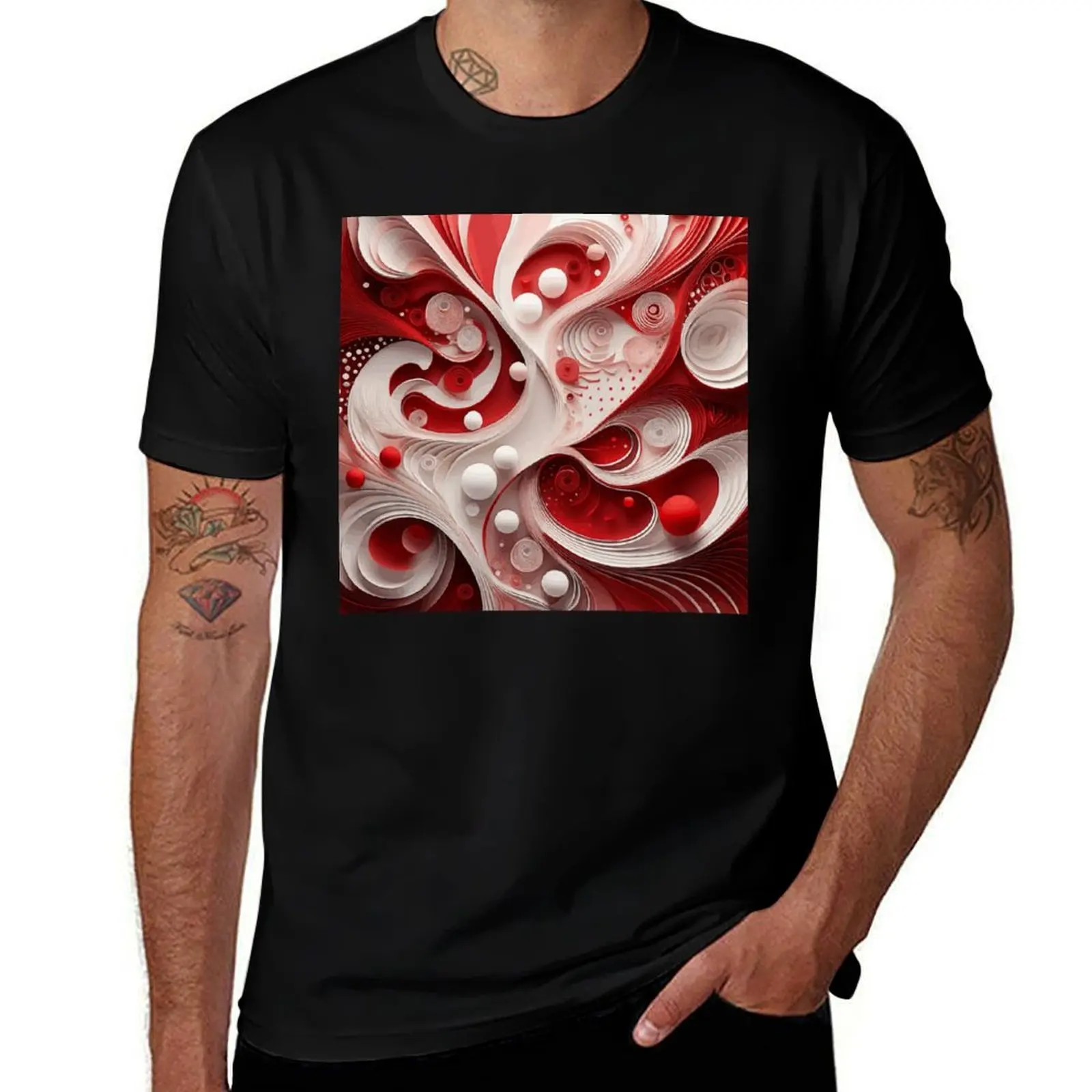 

Red and White Sacred Geometry Fibonacci Spiral T-Shirt plus size tops funny gifts sweat mens t shirts casual stylish