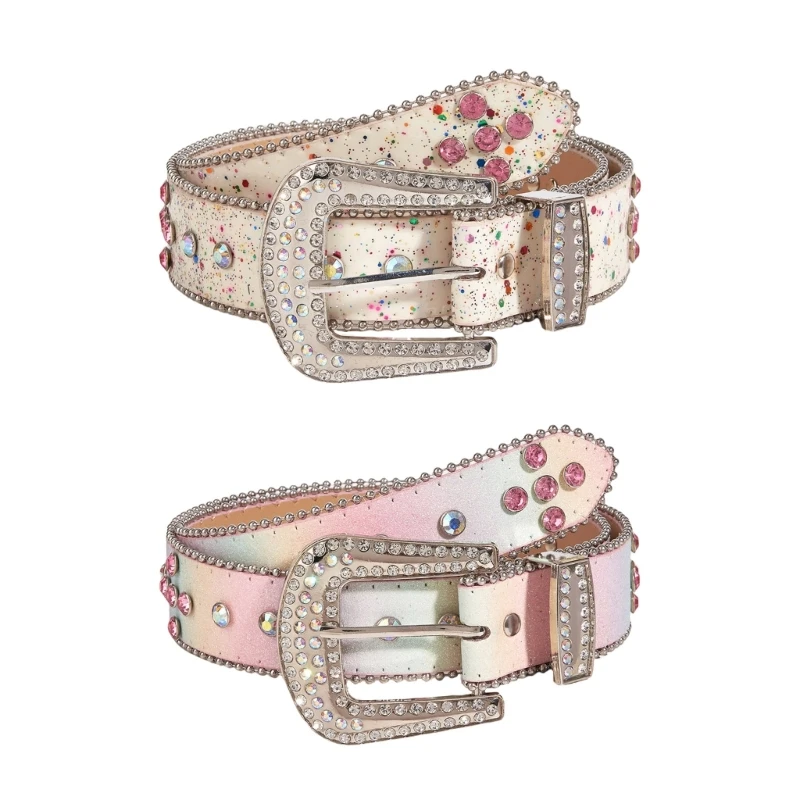 

YUYU Popular Belt for Pants Jeans Glittering Sequined Rhinestones Studded Belt Women Girl Wasitband Eye Catching Waist Decors