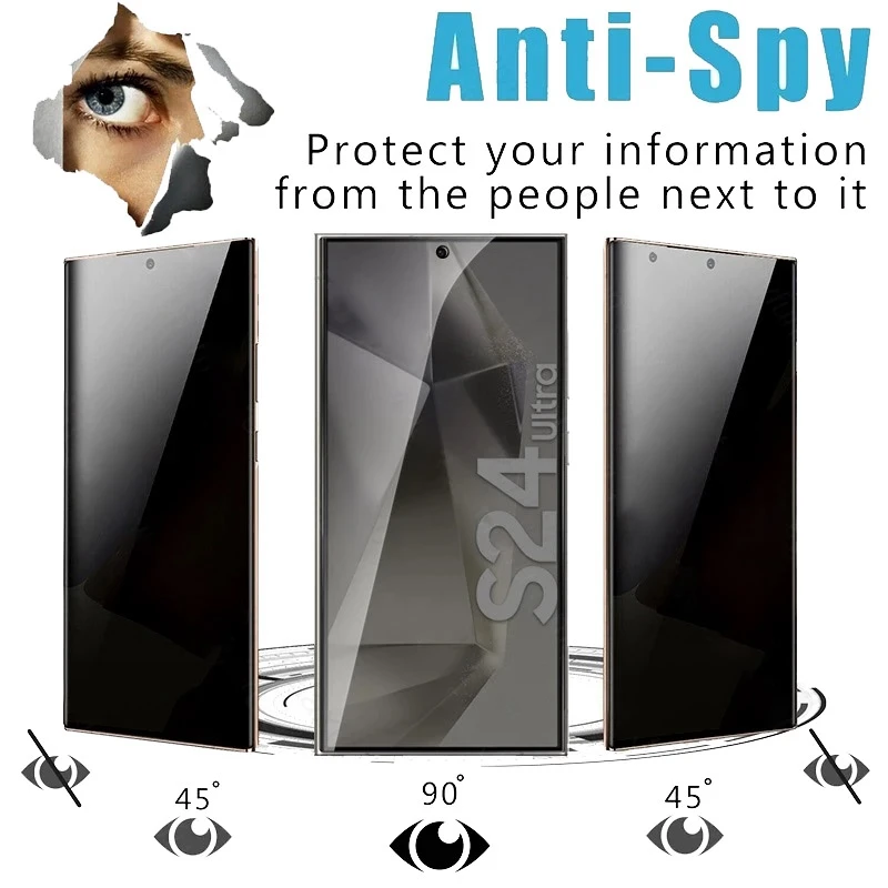 زجاج مقسى ممتاز لهاتف سامسونج جالاكسي S25 Ultra S25+Plus S24Ultra سهل التركيب واقي شاشة زجاجي للخصوصية وخالي من الغبار