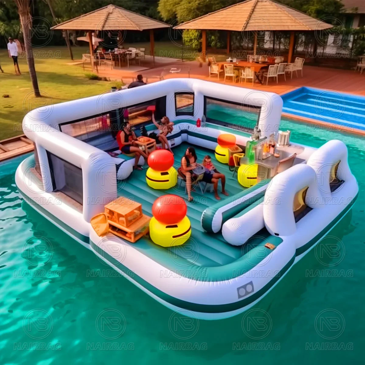 

2026 Outdoor Inflatable Pool Bar Floating Pub Platform Yard Swimming Pool Entertainment