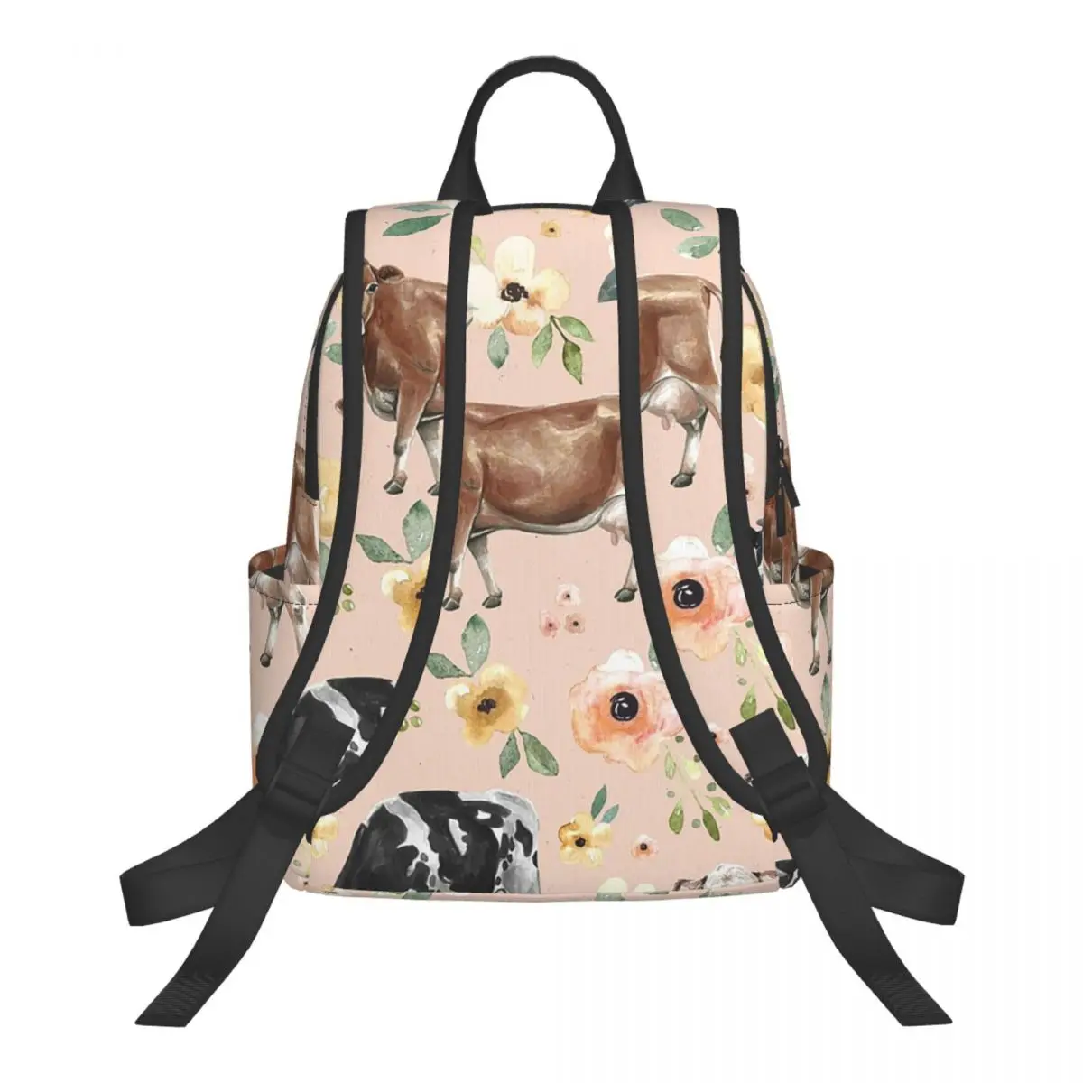 Pink Floral, Cowgirl, Cow Painting, Country Student Backpack School Bag Hiking Travel Daypack for Boys Girls Bookbag Shoulder