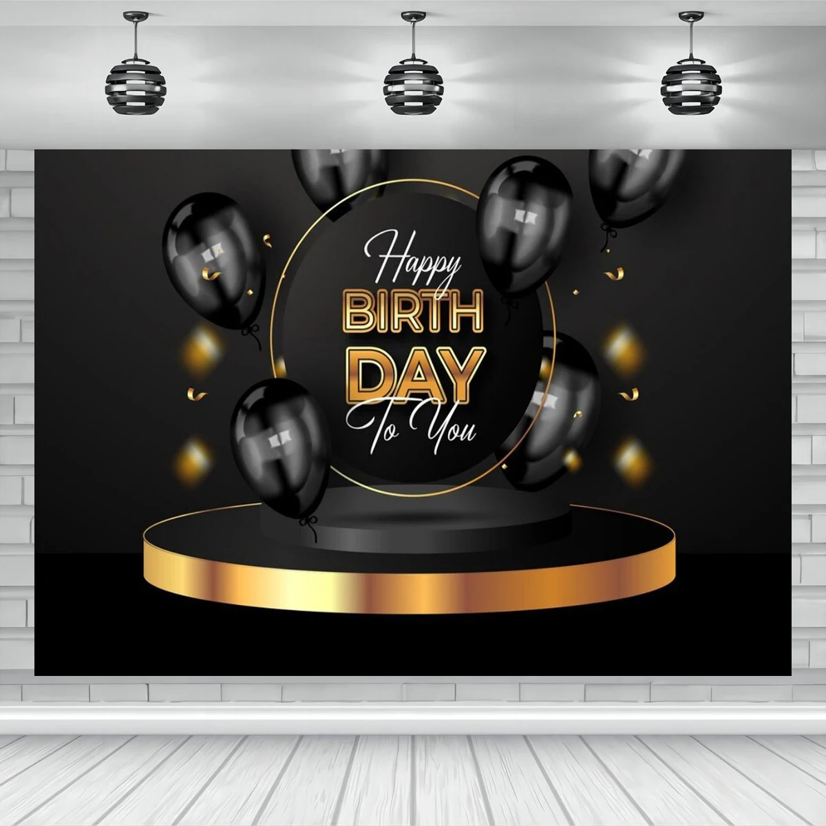 

HKFZ Vinyl Happy Birthday Party Backdrop Golden Black Photography Decoration Balloons Welcome Banner 60 Years Old Background