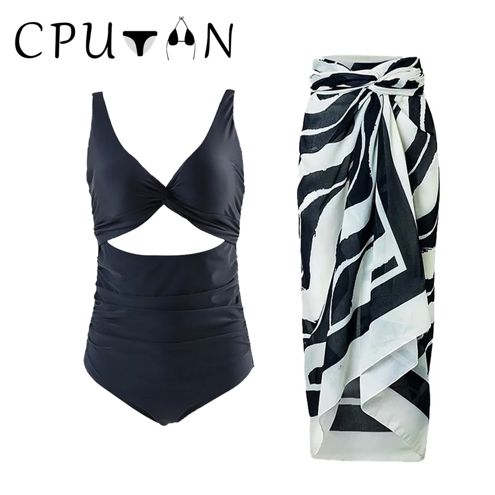 CPUTAN 2024 Sexy Push Up Bikini Set Tummy Control One Piece Swimwear Women Swimsuit Skirt Female Brazilian Biquini Bathing Suit