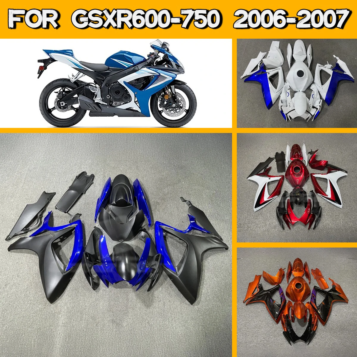 

Prime Fairings 2006 2007 GSXR 600 750 Custom ABS Painted Fairing Set Replacement Fit for 06 07 Suzuki GSXR600 GSXR750