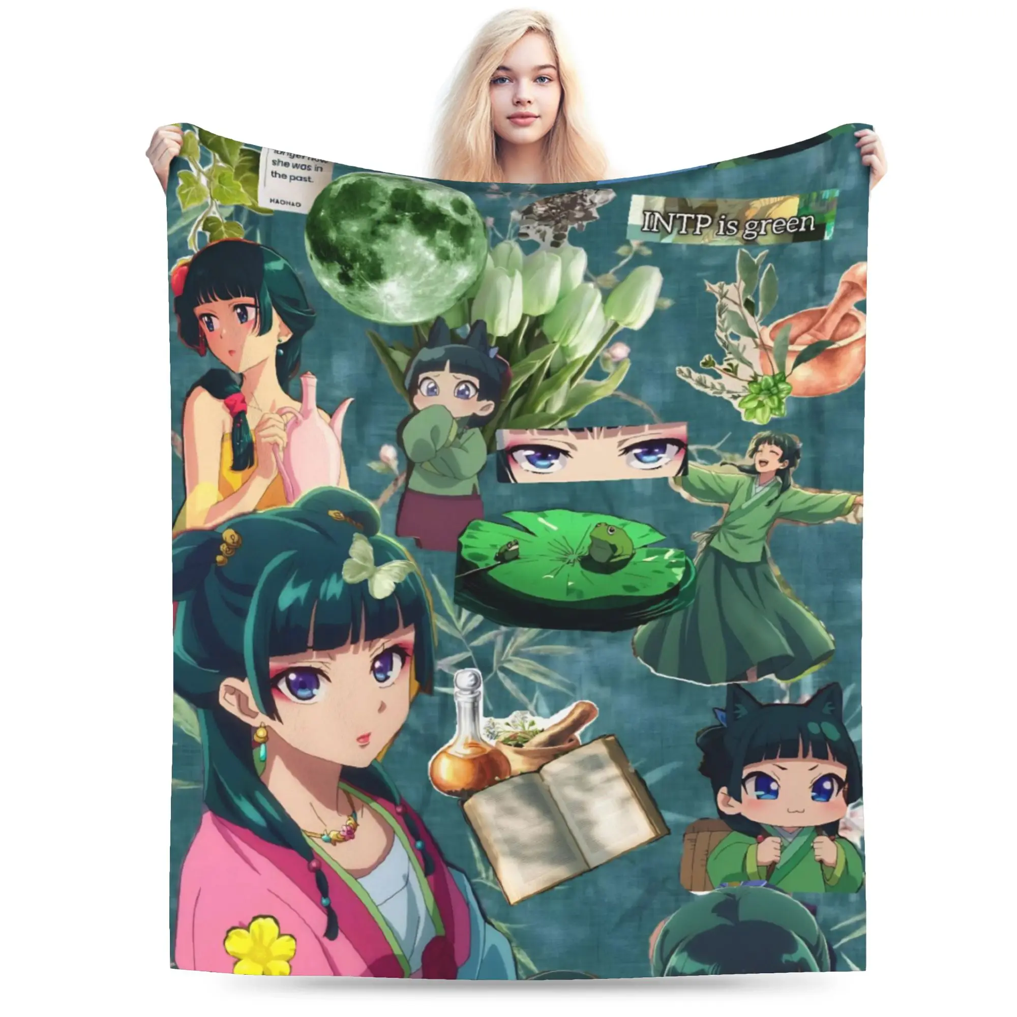 Super Soft The Apothecary D-Diaries Maomao  Throw Blanket Premium Flannel Fleece Lightweight  Bed Blanket Cozy Fluffy Blankets
