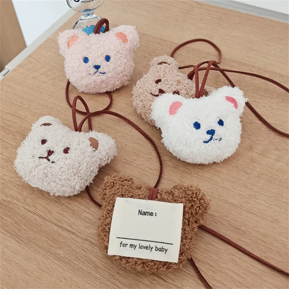 Cute Cartoon Bear Name Pendant Keychains Kawaii Decoration Kindergarten Children's Name Tag Keyrings Bag Car Trinket Accessories