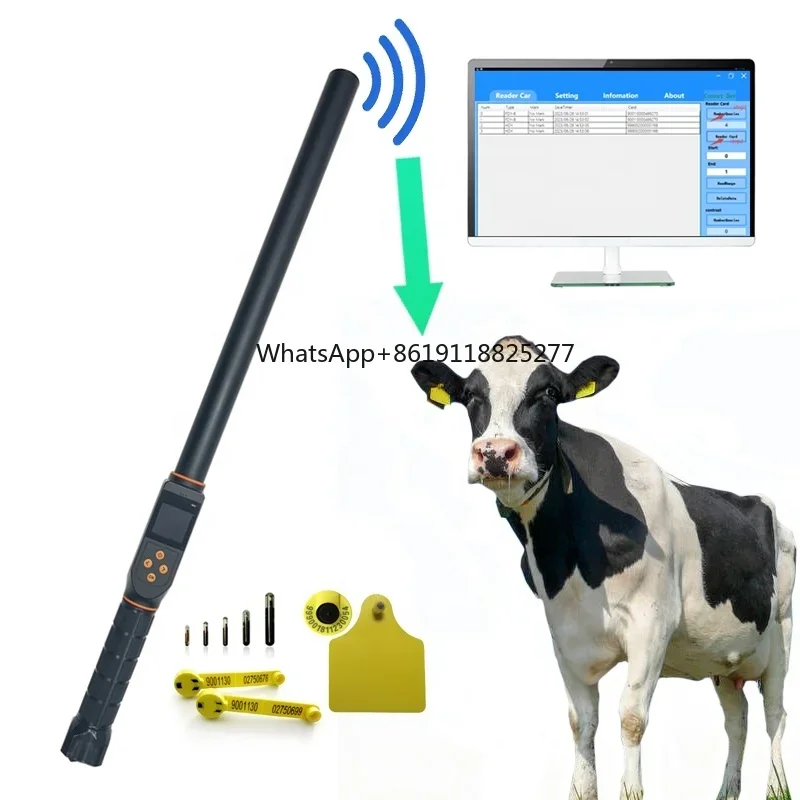 Lettore RFID a lungo raggio Stick FDXA per bestiame opzionale equino bovino mucca orecchio tag monitor sanitario scanner di chip di temperatura OLED