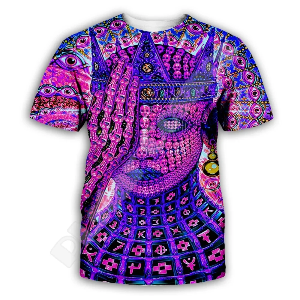 NewFashion Trippy Buddha Mandala Psychedelic Colorful Retro 3DPrint Summer Harajuku Casual Funny Tee T-Shirts Short Sleeves AK5