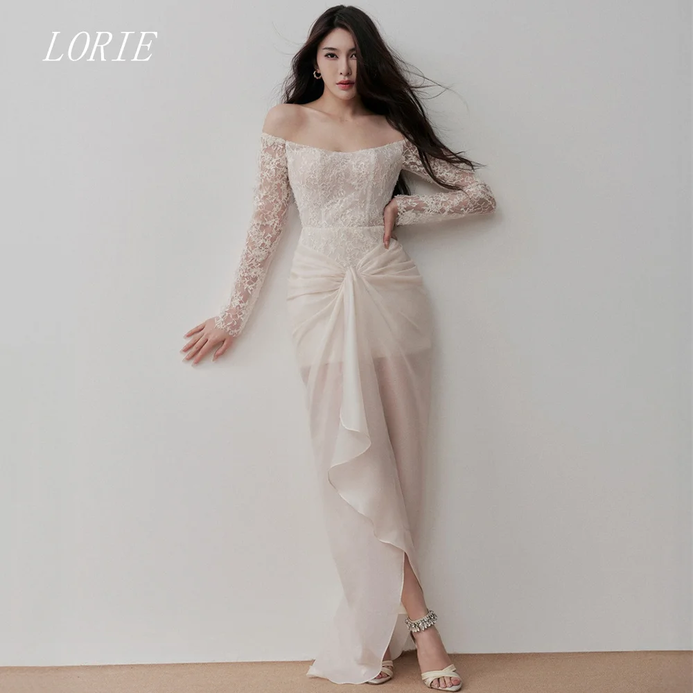 LORIE Luxury Full Sleeve Mermaid Wedding Dress Illusion Boat Neck Bridal Dresses Appliques Lace Wedding Gown Customized 2026