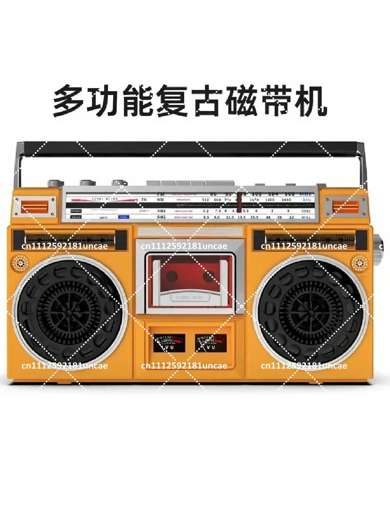 Retro Vintage Radio Cassette Player, Multiband Stereo Dual Channel Tape Recorder Portable Old Fashioned Radio Tape Machine