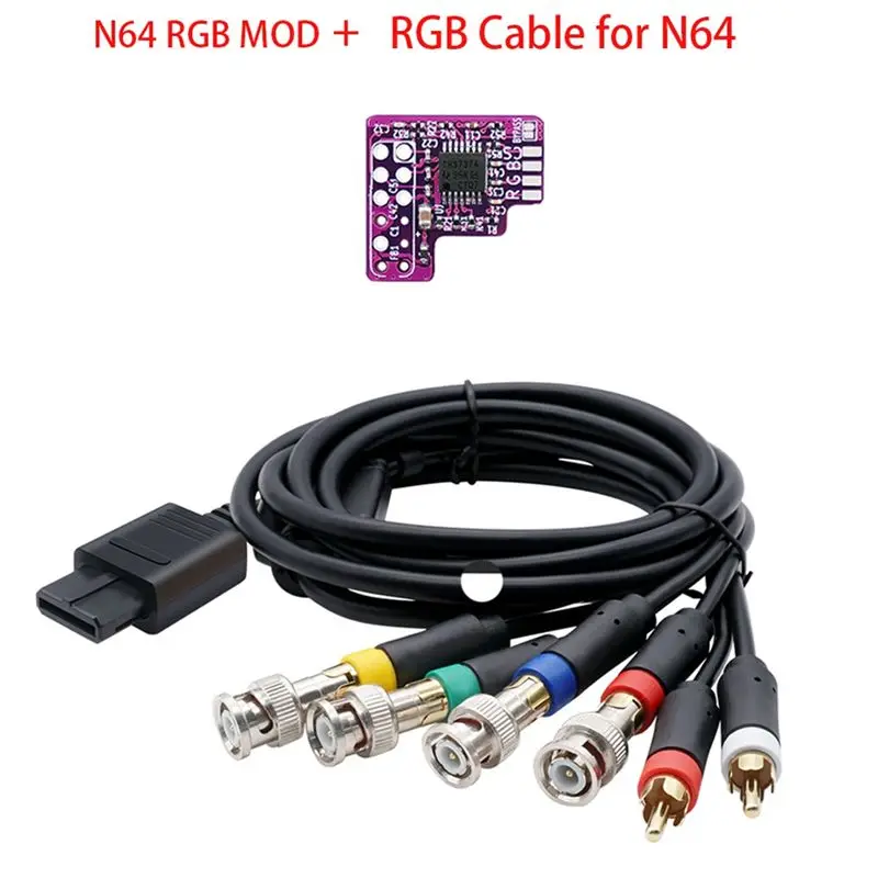 N82R N64 RGB MOD+RGB Cable For N64 NTSC Consoles RGB Module Chip For 64 NTSC Modified RGB Output Module Easy Install