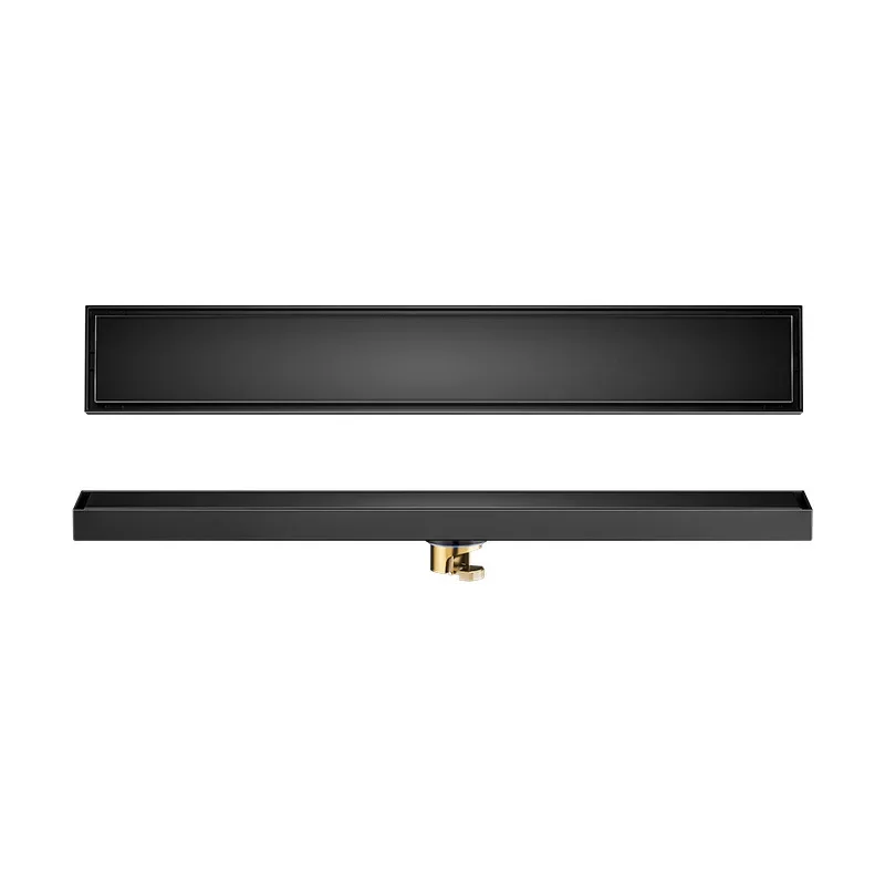 304 stainless steel tile-inlaid rectangular floor drain, bathroom shower room black extended deodorant floor drain