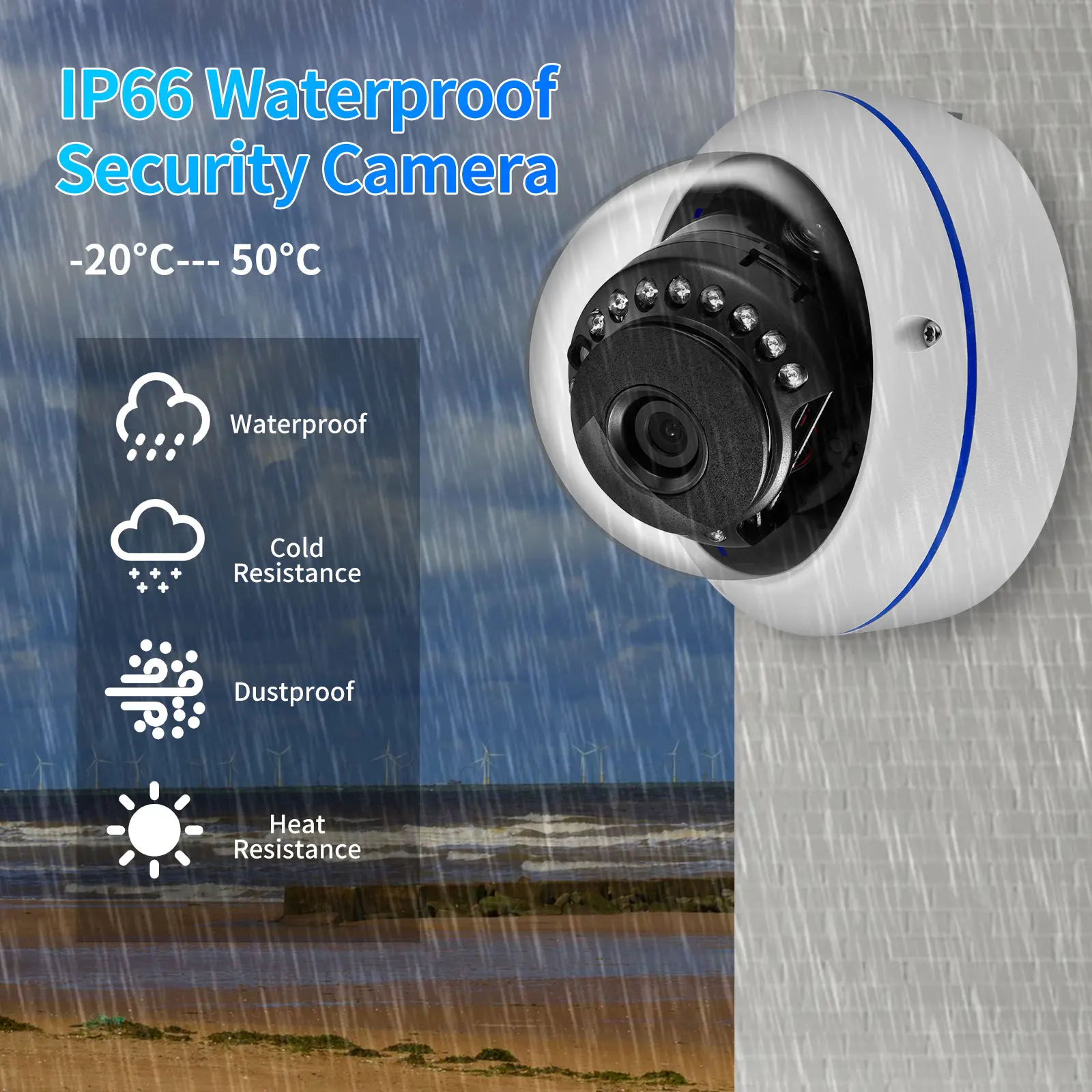 Gadinan Wifi 2.8mm Wide-Angle Iens Security IP Camera  Audio 5MP Vandalproof And Waterproof Dome Metal Video surveillance iCSee