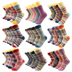 5 paires de chaussettes chaudes d'hiver pour femmes, chaussettes de neige en cachemire et laine thermique épaisse, mode décontractée, chaussettes en laine européennes et américaines pour femmes