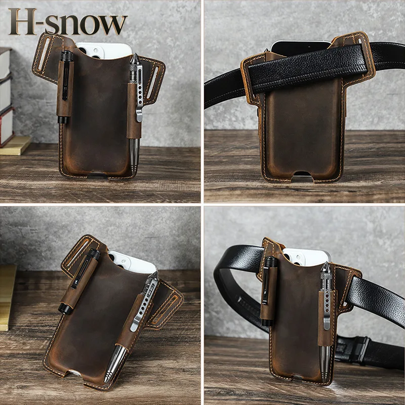Applicable to iphone17promax Leather mobile phone case, multi-functional outdoor portable 6.9 mobile phone storage bag