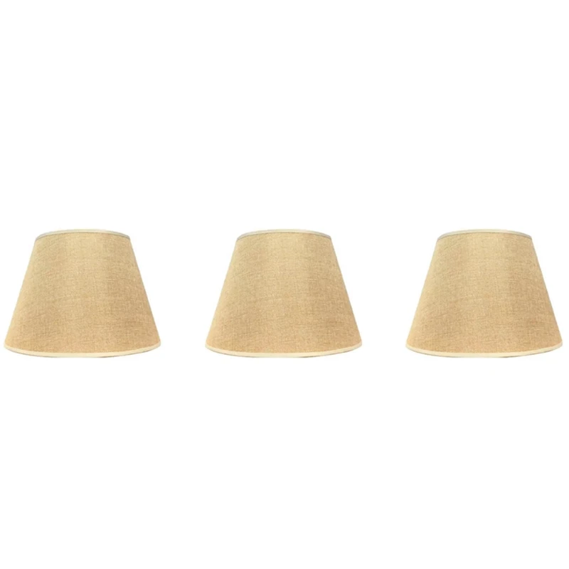 

3X Table Lamp Lampshade Accessories E27 Linen Bedside Lamp Wall Lamp Floor Lamp Shade Cloth Lower Diameter 30Cm Yellow