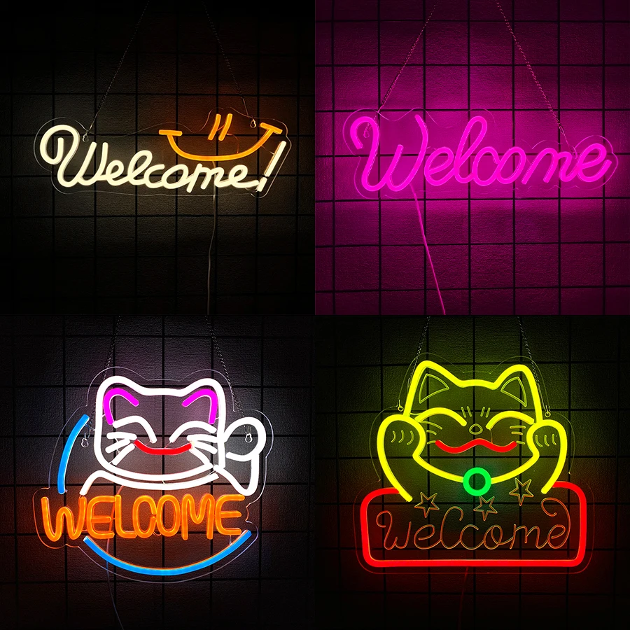Welcome Series Neon Sign For Wall Decor,Led Neon Light For Bakery Shop Decor,Restaurant,Retail Store,Cafe,Supermarket,Bar,Club