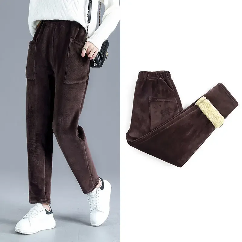 Pantalones vintage de pana para mujer, pantalón holgado de terciopelo con bolsillos grandes, estilo coreano harem, otoño e invierno, 2020