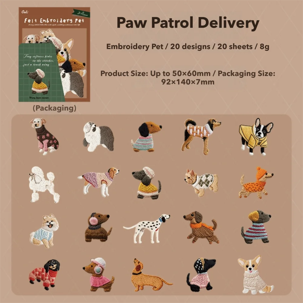 

20pcs Lot Fuzzy Stationery Stickers Embroidery Design Pet Theme Craft Stickers Scrapbooking Style Decorative Stickers