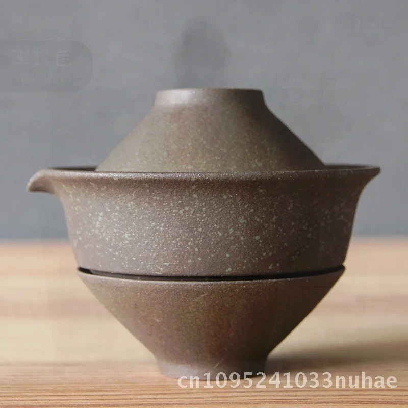 

Stoneware Express Cup Japanese Handheld Kung Fu Tea Set Portable Office Tea Set Two Cups One Pot Travel Tea Set Modern