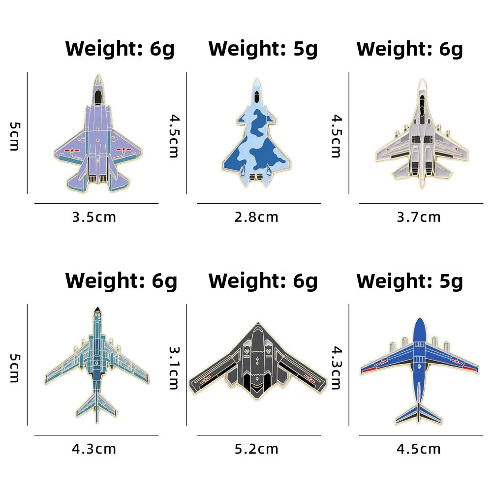 Aviation Exhibition Military Enthusiast Badge Creative Aviation Aircraft Fighter Jet Bag Decoration Zinc Alloy Painted Brooch