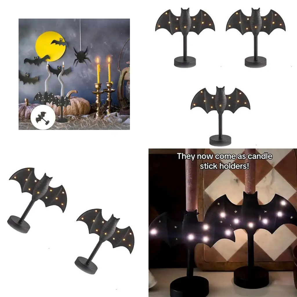 

581E Reusable Halloween Bat Decoration LED Flashing Lighted Holder Lights Suitable for Party Table Centerpiece Design