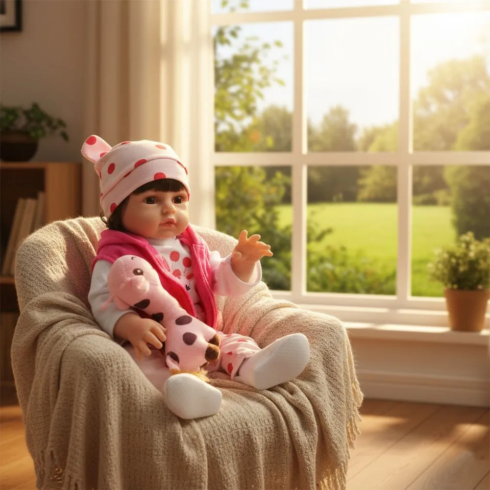 Cloveray 20-calowa Klasyczna Lalka Reborn z Pełnego Winylu, Realistyczna, Super Urocza Lalka Winylowa, Wysokiej Jakości Ręcznie Robiona Zabawka, Prezent dla Dziecka