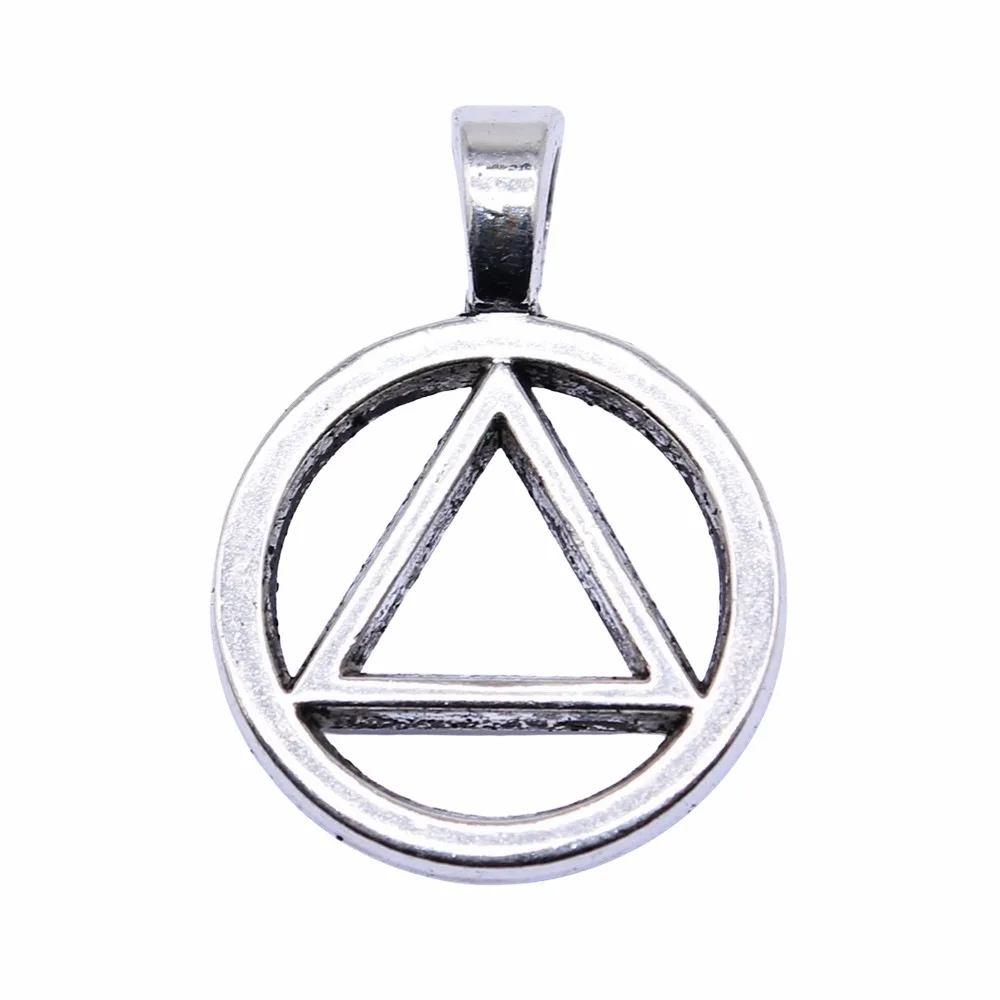 8Pcs/Lot Tibetan Silver AA Alcoholics Anonymous Recovery Sobriety Triangle Symbol Charms Pendant for Jewelry Making Accessories view 3