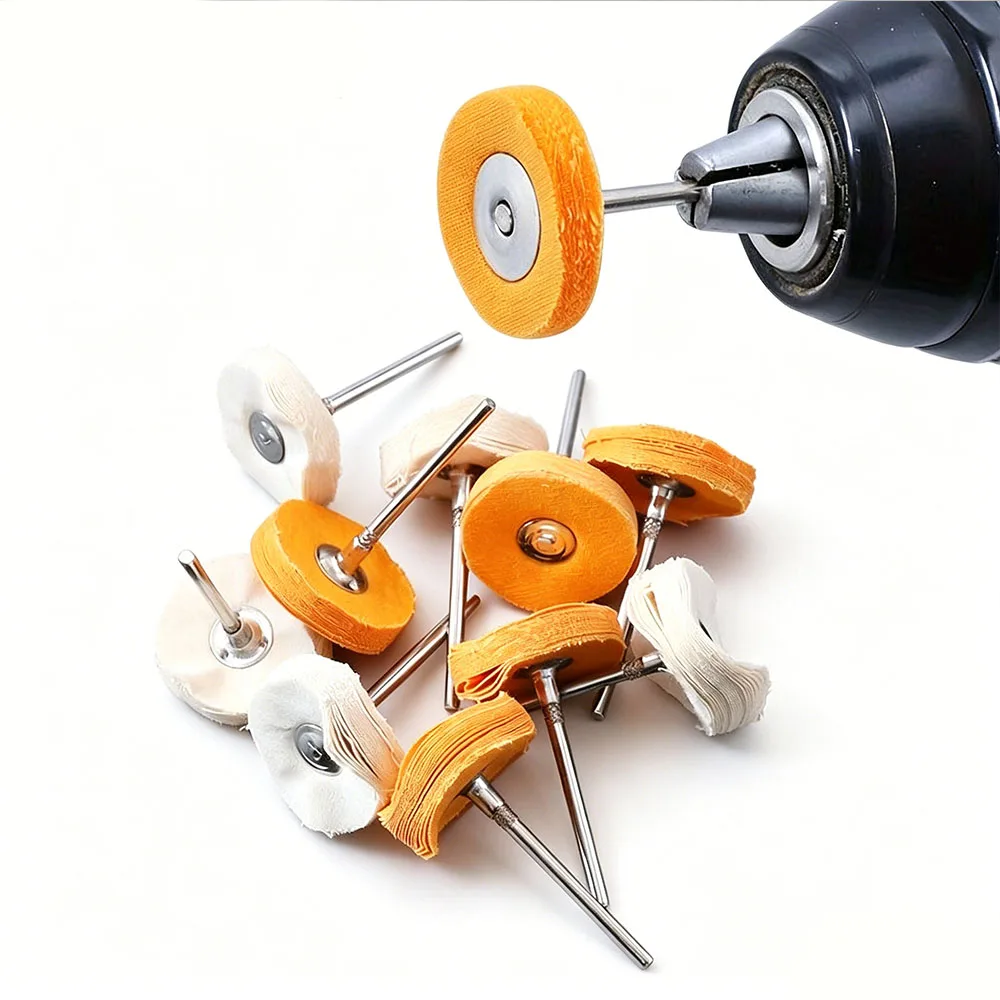 JNSUR 10pcs 2.35*25mm Dental Polishing Brushes, White/Yellow Leather Cloth Wheel, Wire Wheel, Wool Felt, Fleece & Small Brush - view 4