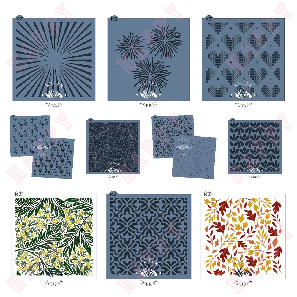 

New Plastic Stencils Love Fireworks Leaves Scrapbooking Painting Phone Album Decoration Embossing DIY Paper Craft Fairy Layering