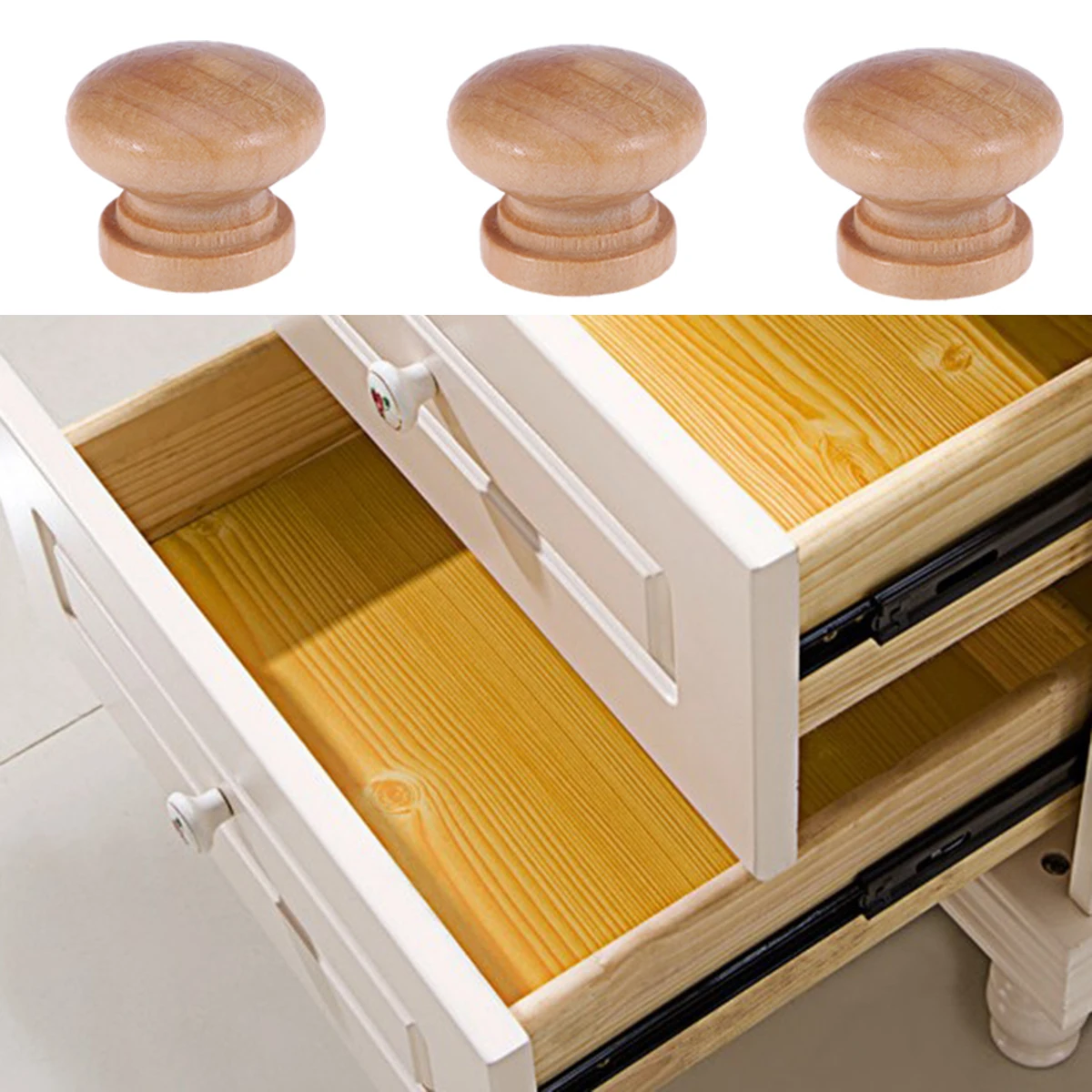 

30PCS Cabinet Drawer Pulls Wood Mushroom H les Furniture Cabinet Knob Hardware Durable Natural Safe Easy Install