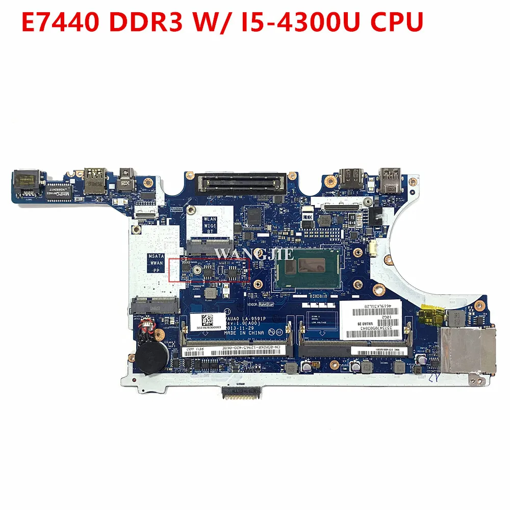 FOR DELL E7440 Laptop Motherboard VAUA0 LA-9591P 3M26R 03M26R CN-03M26R DDR3 W/ I5-4300U CPU