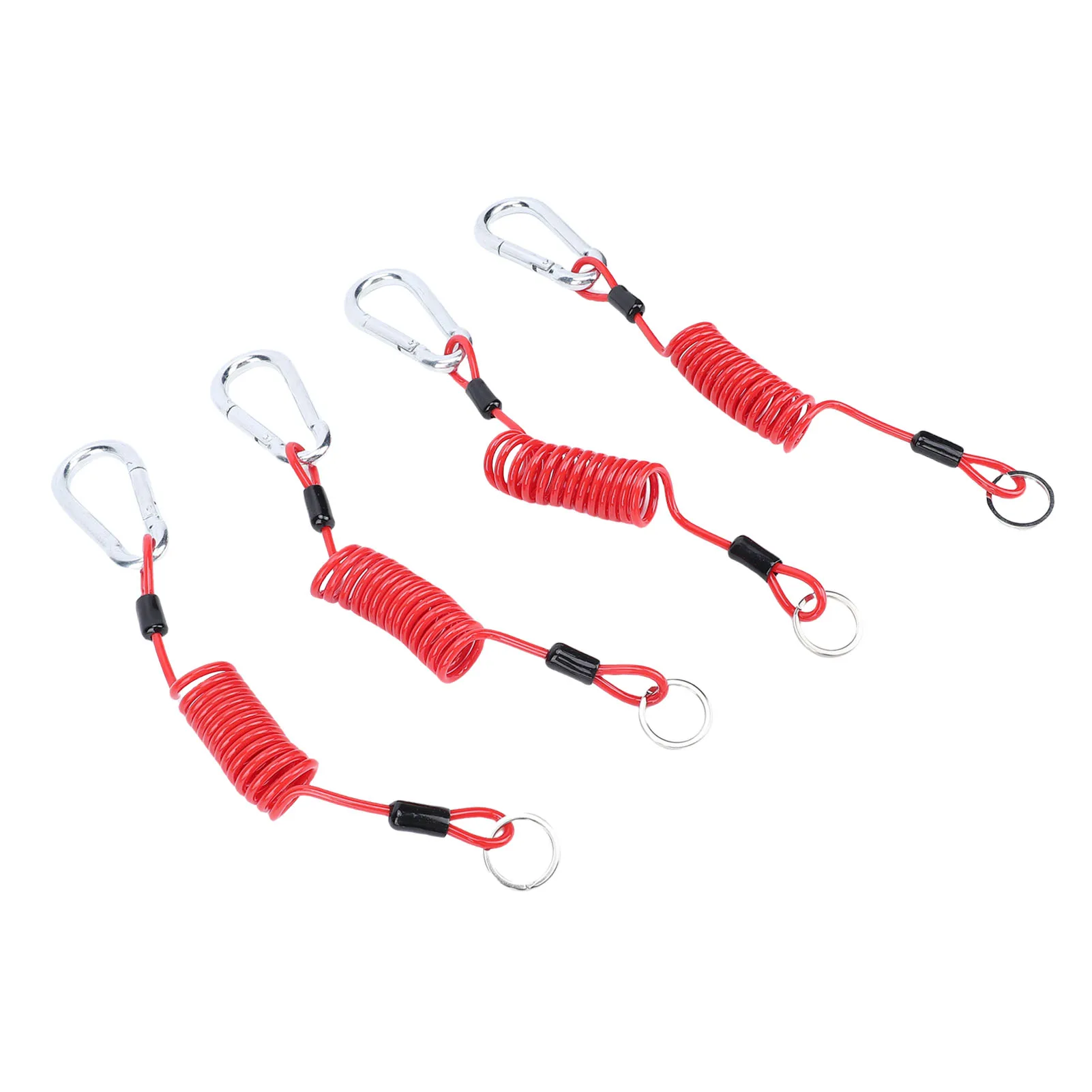 4FT Breakaway Trailer Cable Heavy Duty Stainless Steel Spring Towing Coiled Wire with Ground Clip for RV Trailer Boats