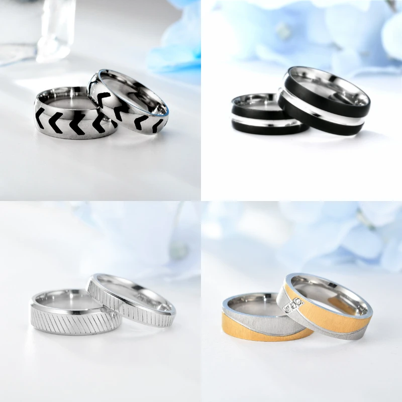 SOHOT  Titanium Steel Variety Couple Ring Jewelry For Lovers' And Unisex Punk Fashion Simple Travel Wedding Party Gift Wholesale