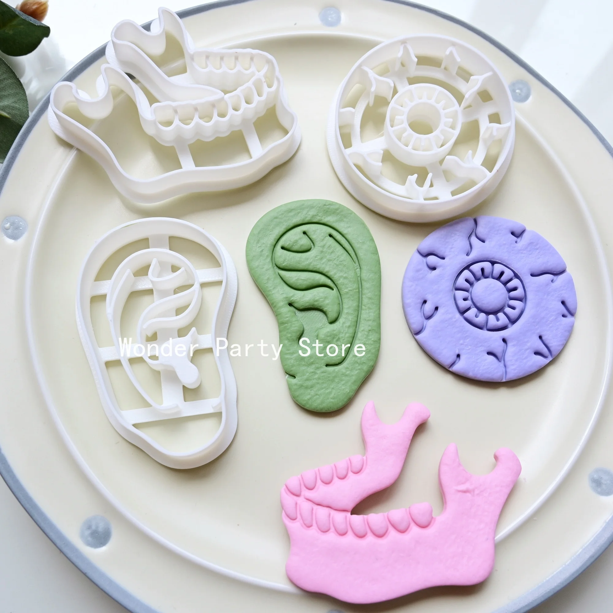 Eyeball Teeth Ear Shape Fondant Biscuit Mold Human Organs Cookie Cutter Cartoon Pressable Biscuit Stamp Chocolate Mold