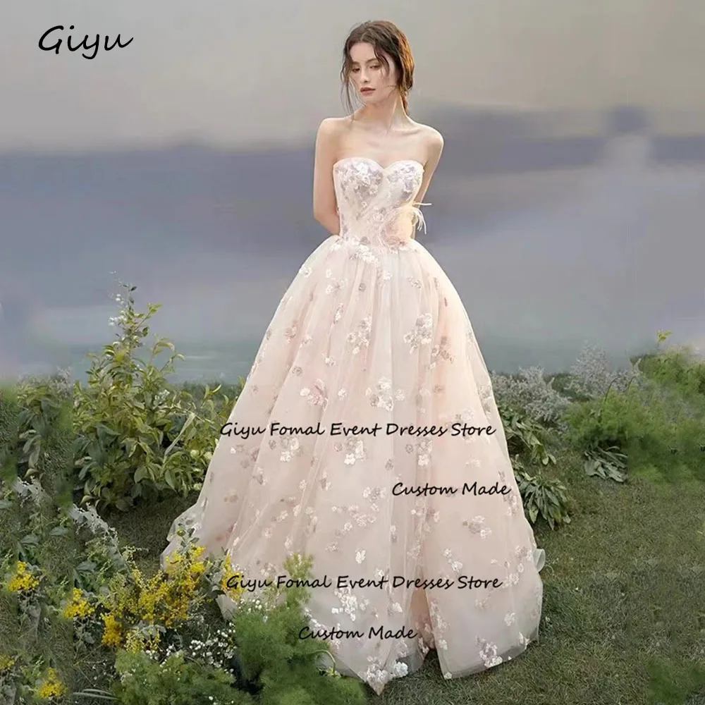 

Giyu Fairy Floral Evening Gown Dress Backless Sweetheart Collar Floor-length Korea Wedding Dress PhotoShoot Summer Dress