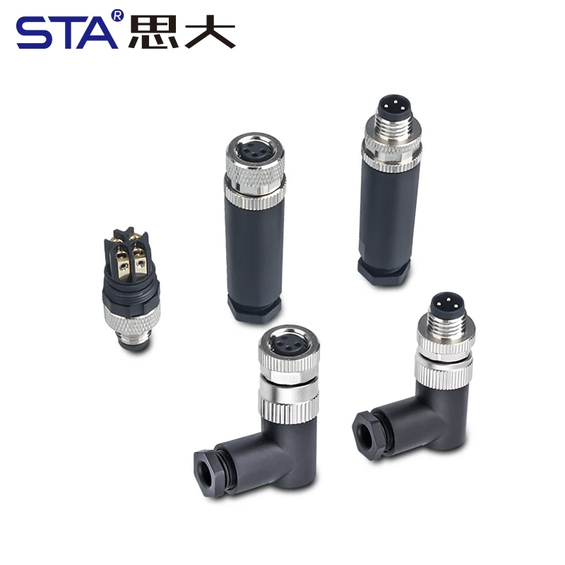 M8 Waterproof Sensor Connector Male Female Plastic Metal Field Assembly Aviation Plug Welding Wire Screw Terminal 3 4 Pin A Code
