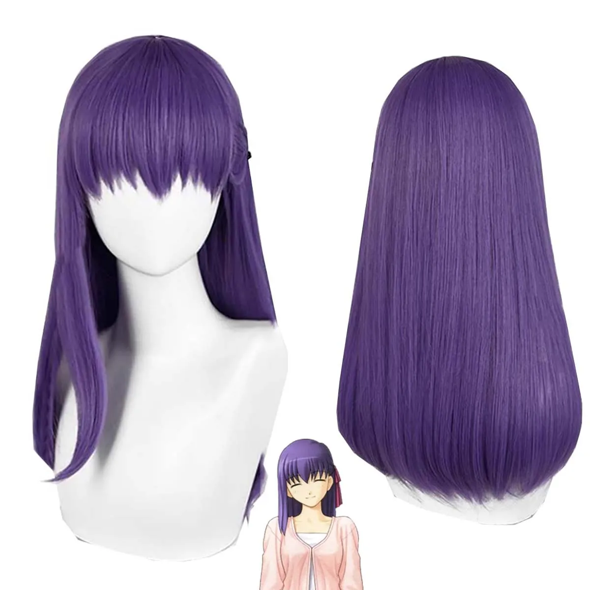 Аниме Fate/stay night Matou Sakura Косплей Длинный фиолетовый термостойкий синтетический парик