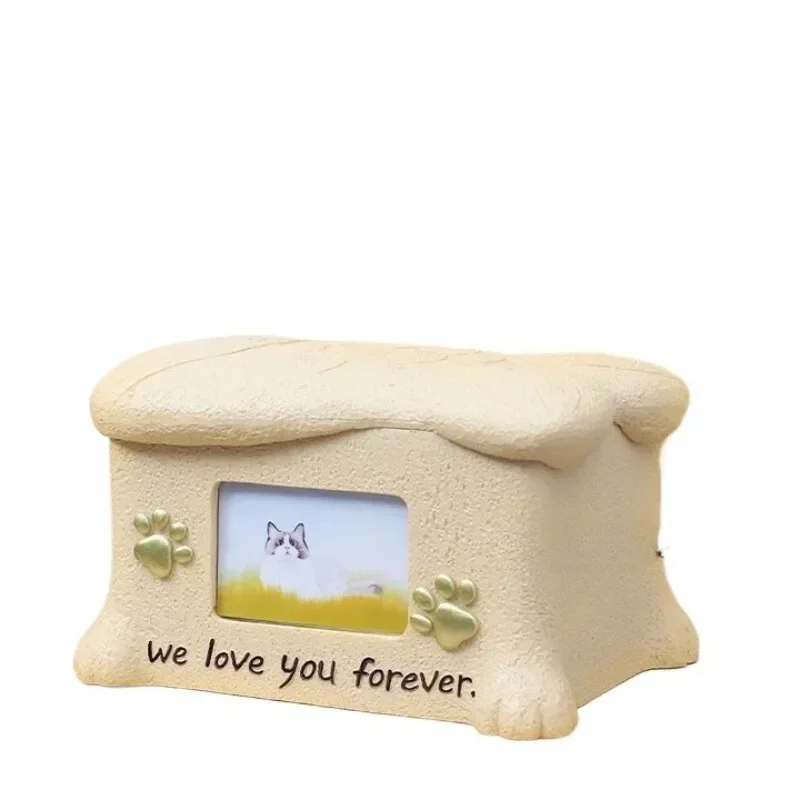 Pet urn cat puppy pet funeral box commemorative box animal resin jar with photo frame missing preservation